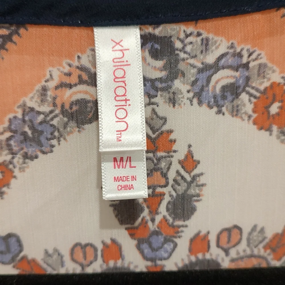 Xhilaration Boho Women's Orange and Blue Pattern Cover Up